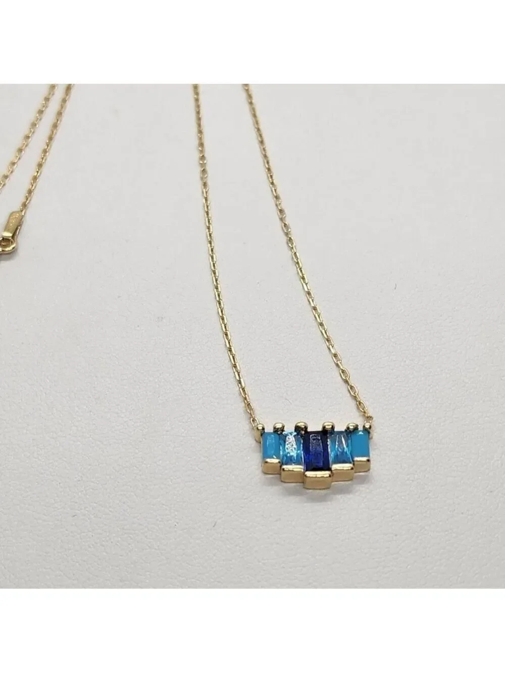 Brand New Sterling Silver 925 Multi Rectangle Gemstone Necklace